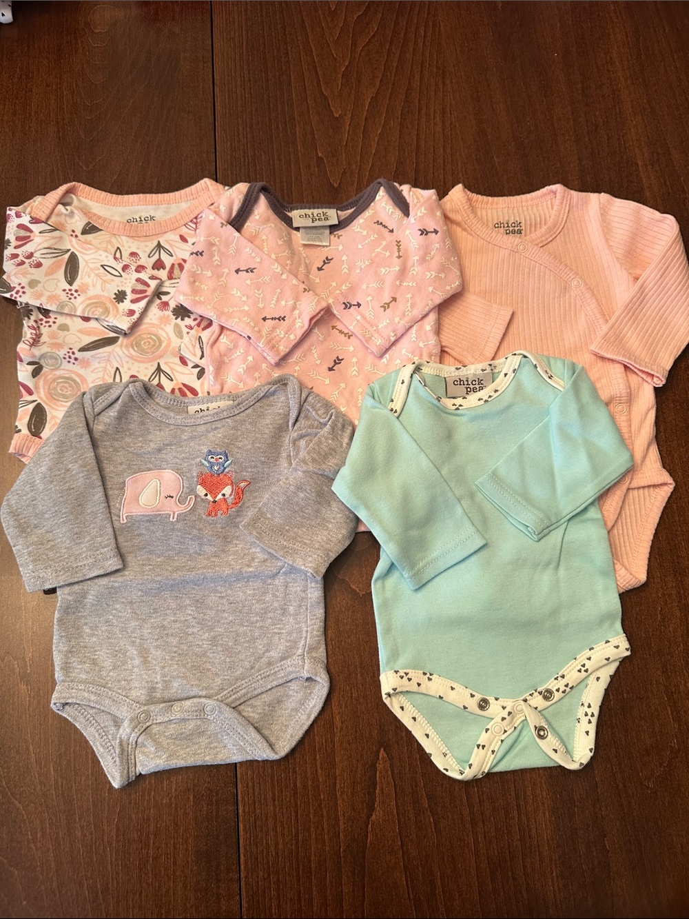 chick pea Pink, Mint, Gray & Floral Baby One-Piece Bodysuits